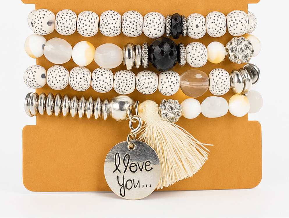 Multi- layered beaded bracelet