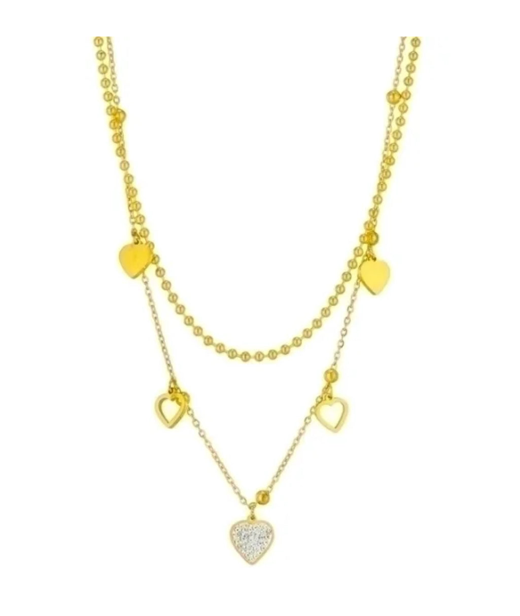 Heart shaped layered necklaces