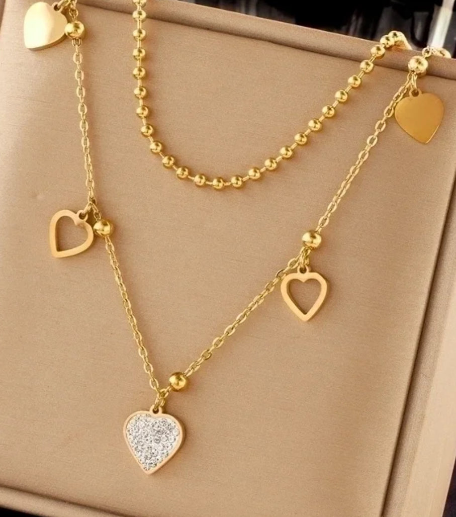 Heart shaped layered necklaces