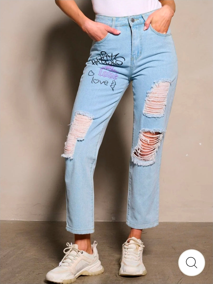 Statement Edge Graphic Wide-Leg Denim.