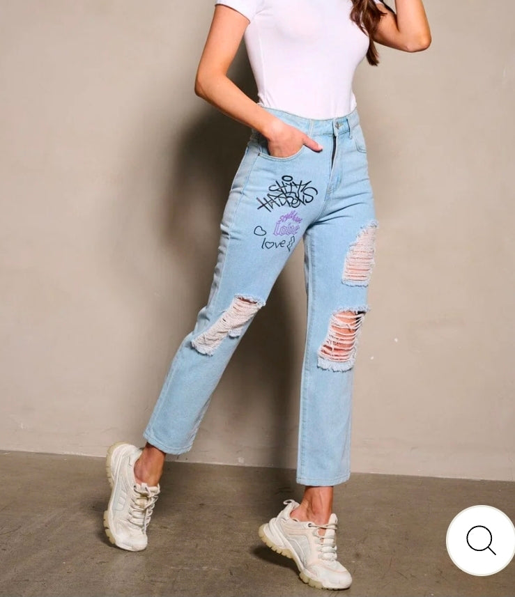 Statement Edge Graphic Wide-Leg Denim.