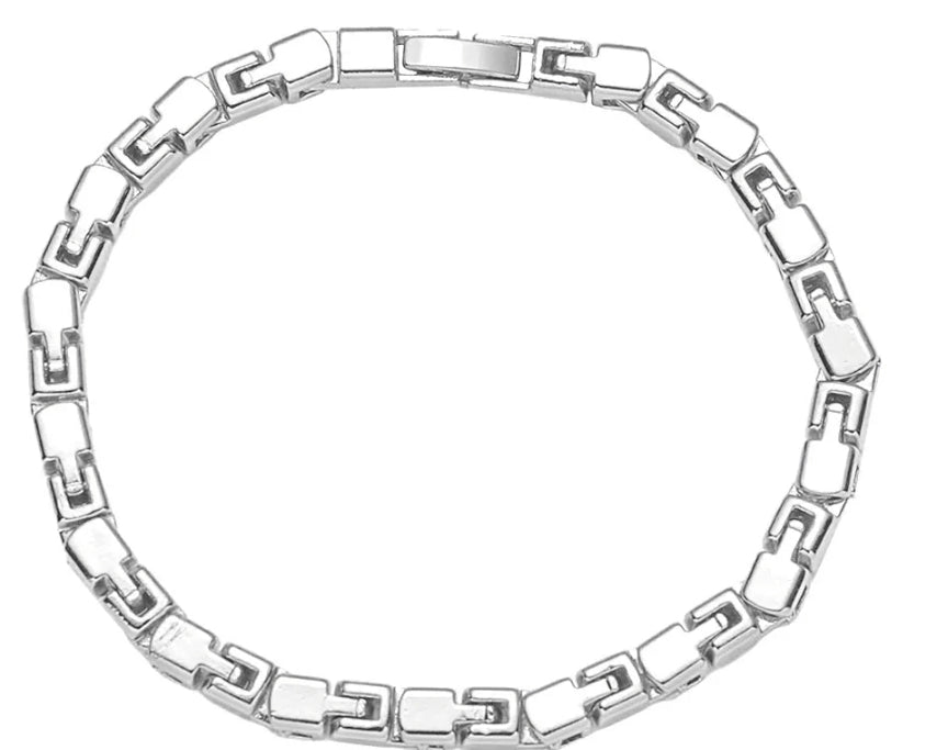 Men Hip Hop Minimalist Rectangular Link Chain Bracelet Zinc Alloy Polished Geometric Industrial Style Gold Silver Jewelry.