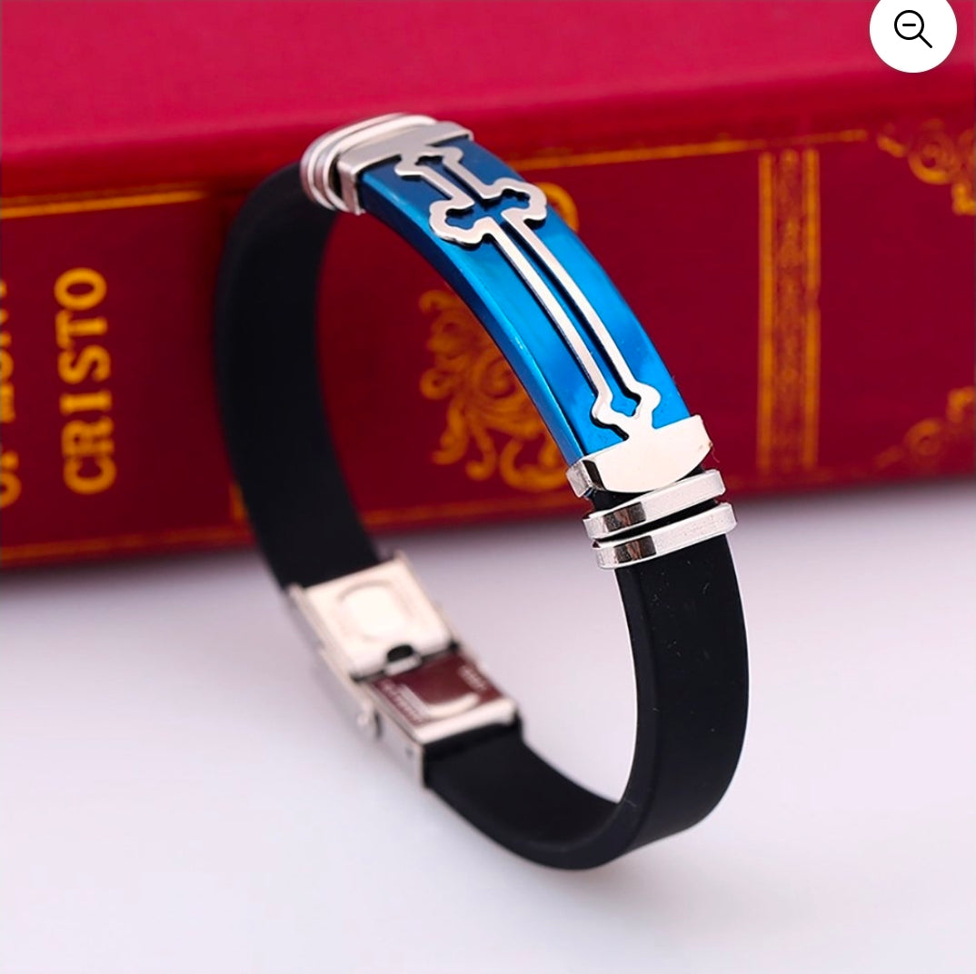 Stainless Steel Black Silicone Fashion Bangle - Trend Accessory Bracelet For Men